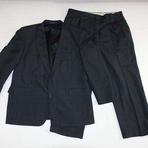 Robert Kent Men's 2 Button Suit Size 48 Long 40 x 29 Charcoal Gray Plaid 48L